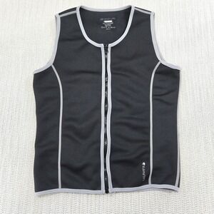 SaunaFX Vest Mens Medium Black Gray Full Zip Sweat Sauna Slimming Tank Top Gym